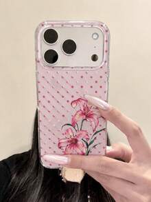Aesthetic Cute Floral Glossy Laser Phone Case Compatible With Iphone 18ProMax 18Pro 17ProMax 17Pro 17 16ProMax 16Pro 16 15 14 13 Pro Max Fashion Star Soft Back Cover Gift - Pink - View 4