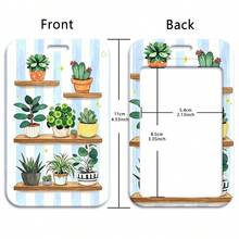 1 Piece Cute Potted Plant Print ID Badge Holder With Lanyard, Cartoon Cactus Card Holder For Work Student School Office, Lovely Gift - Multicolor - View 11