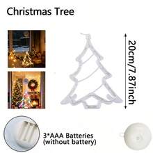 1pc Christmas Tree Shaped LED Suction Cup Window Hanging Light, Battery Operated(Not Included) With Push Button Switch, Indoor Window Glass Wall Decor Lamp For Christmas Holiday Home Party Window Display, Warm White / Multicolor Optional - Suction Cup - View 3