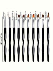 Professional Nail Art Brush Set, Black Ergonomic Handle Nail Painting Brushes, Multi‑Purpose Manicure Tools For Liner, French Tip, Gradient, Flower, 3D Nail DIY Decoration - Multicolor - View 9