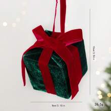 Velvet Christmas Gift Box Ornament, Red And Green Bow Christmas Tree Hanging Decor, Holiday Decoration - Multicolor - View 11