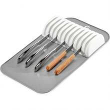 Alas Penyimpanan Pisau Silikon 5 Slot & 11 Slot/11 Slot yang Dapat Dilepas - Rak Penyimpanan Meja Dapur Antibakteri, Pegangan Ergonomis Anti Selip, Untuk Penyimpanan dan Pengeringan Pisau - Warna Solid - View 3