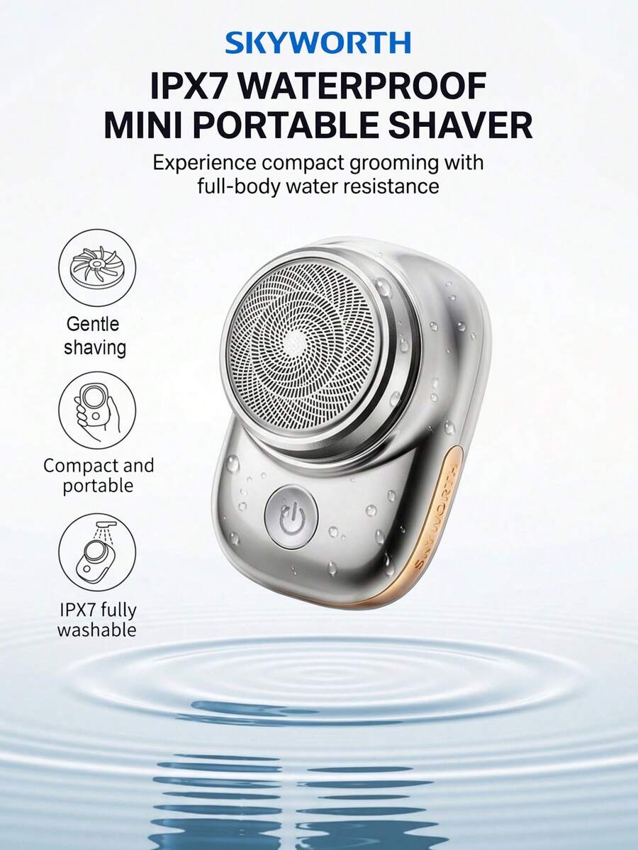SKYWORTH 1件 IPX7 防水迷你便攜式電動刮鬍刀,溫和刮鬍,小巧易攜帶,可全機水洗 - 元石單頭 - 查看 1