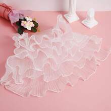 1PC 28cm*4yd White Ruched Bouquet Wrapping Paper With Edge Translucent Wavy Mesh, Suitable For Mother's Day, Graduation, Wedding, Party, Florist Supplies - Wavy Mesh - View 6