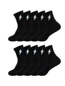 1/5/10/20 Pasang Kaos Kaki Kasual Pria Luar Ruangan Motif Cermin Simetris Hitam & Putih Setengah Betis, Warna Netral - MultiWarna - View 17