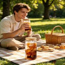 Premium Transparent Cola Glass Cup With Glass Curved Straw, Large Capacity Suitable For Coffee, Milk Tea, Juice, Cold Drinks, Home Daily Use, Party Gathering, Minimalist Ins Style, Easily Create Atmosphere Drinks - Clear - View 9