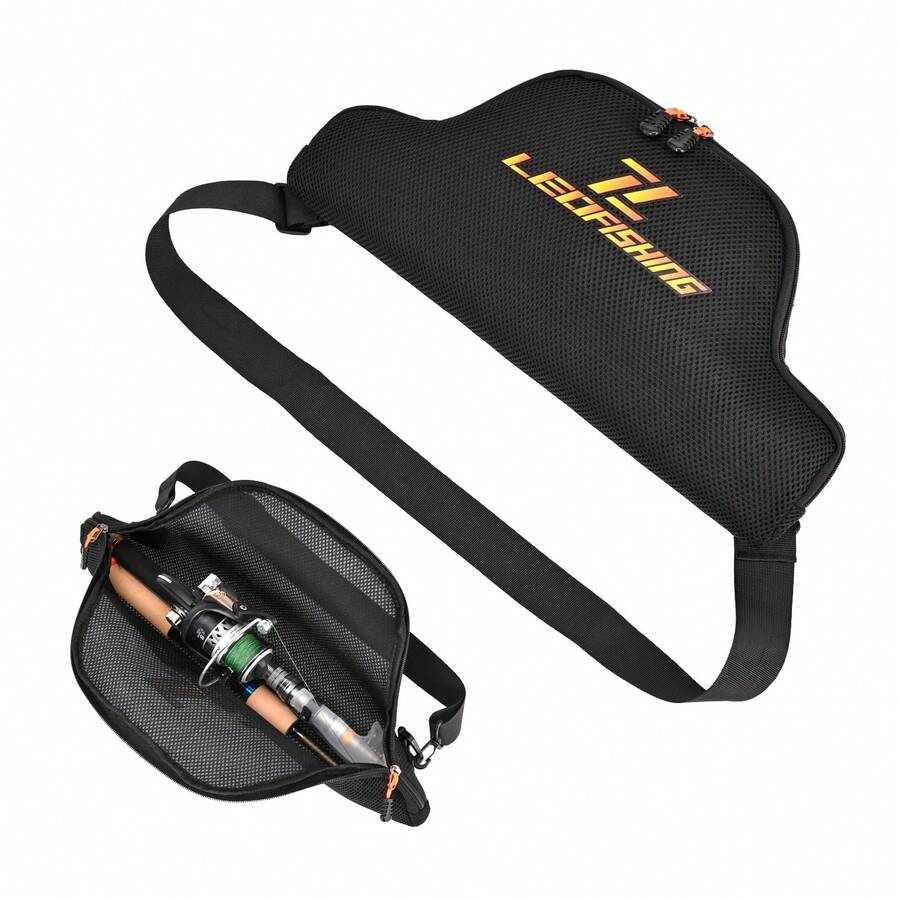 LEOFISHING Lightweigh Fishing Gear Storage Bag Sling Backpack Bag,Used For Storing Telescopic Fishing Rods And Reels Black - Black - View 1