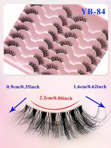 ENCHUW 16 Pairs False Eyelashes Fluffy Lashes With Clear Band Lashes Fake Eyelashes Curling Strip Lashes For Daily Wear - Black - View 2