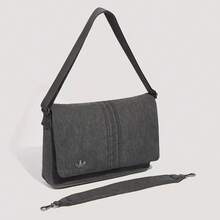 Adidas Originals Multi-Use Embossed Trefoil Logo Removable Strap Fabric Messenger Bag Shoulder Bag Medium Unisex Couple Style Charcoal Gray - Charcoal Ash - View 5