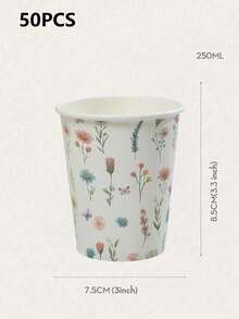 10/25/50個 9盎司花卉主題紙杯，浴室杯、口服液杯、飲用水杯、派對紙杯，適用於居家與辦公室，濃縮咖啡杯、果汁杯、糖果零食杯，新年禮物，適合各種節日 - 彩色 - 查看 12