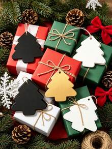 50pcs Christmas Tags Christmas Tree Shaped Cards Suitable For Christmas Tree Hanging Gift Packaging Tags Cards Theme Party Holiday Celebration Gift Giving Birthday Party Graduation Ceremony - multicolor - View 9