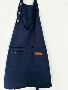 [2026 New Fashion Durable Canvas Apron] Home Kitchen Cooking Breathable Workwear Simple Halter Neck Water-Resistant Apron Double Shoulder Strap Painting Stylish Home Canvas Work Apron For Women - Multicolor - View 14