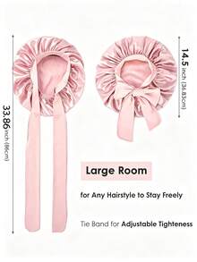 1pc Luxury Satin Sleep Cap With Adjustable Bow Tie - Lightweight Hair Care Cap For Curly/Braided/Natural Hair, Available In Multiple Colors - Multicolor - View 3