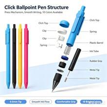 DOWMOO Pulpen Ballpoint yang Dapat Ditarik, 10 Warna, Ukuran 0,5mm, Pulpen Menulis Halus untuk Kantor, Sekolah, dan Pelajar - Set - View 1