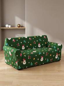 Holiday Christmas Couch Cover With Santa Claus Print, Stretch Sofa Slipcover With Christmas Tree Pattern, Decorative Furniture Protector For Living Room Bedroom Home Decor - Green - Christmas Snowflake - View 6