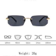 1 Pair Men's Casual Vintage Rimless Square Black Fashion Glasses, Suitable For Daily Wear, Summer Beach, Decoration, And Street Style. - Multicolor - View 2