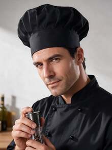 1pc Unisex Adjustable Elastic Chef Hat, Work Cap, Suitable For Hotel Kitchen, Restaurant Chef, Baker And More. - A - View 6