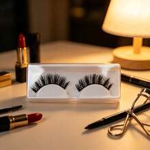 1 Pair Wet Glossy Fluffy False Eyelashes, Spiky Cartoon Style Transparent Stem, Naturally Enlarges Eyes, Reusable, Suitable For Daily And Party Makeup - Black - View 6
