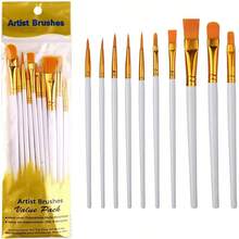 This Kit Contains 10 Painting Brushes In Different Sizes To Meet Your Diverse Creation Demands, Perfect For Number Painting & Other DIY Art Projects, Smooth Brush Tips For Easy Color Blending & Detailed Painting, Paint Brushes, Art Supplies - A - View 9