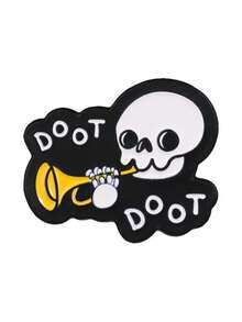 Funny Skeleton Enamel Pins Set, Cute Dancing Skull Brooch With Slogan, Metal Badge For Backpack Clothing Decor Gift - Multicolor - View 15