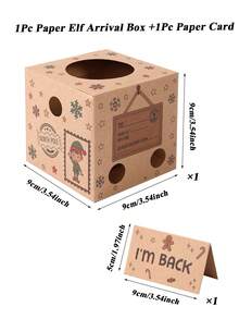 1 Set Christmas Elf Arrival Box With Place Card (Elf Not Included), Christmas Elf Paper Box, Christmas Gift, Christmas Little Angel First Day Surprise Box, Christmas Elf Scene Party Supplies, Christmas Decorations, Elf Props, Christmas Home Decor - Multicolor - View 6