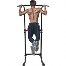 GLADNEY Klimmzugstation Power Tower Dip Station verstellbar, Multifunktion Trainingsstation für Zuhause mit Pull-Up, Push-Up & Beinheben, 150kg belastbar, Fitnessgerät Schwarz für Heimtraining - Standard - Übersicht 1