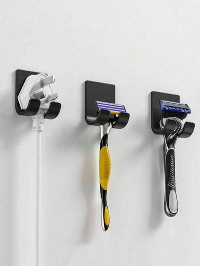 1/3/6 peças Suporte para Lâmina de Barba sem Furos, Gancho de Parede para Ficha de Cabo de Alimentação, Gancho de Parede para Arrumação de Roupa e Sacos, Suporte de Parede Multifunções para Lâmina de Barba: Solução Multiusos! Gancho de Parede de Plástico para Lâmina de Barba, Suporte Multifunções sem Furos para Ficha de Alimentação e Lâmina de Barba, bem como Suporte de Arrumação para Telemóvel/Saco.