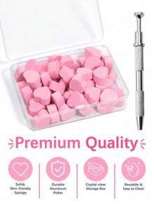 50pcs Nail Art Sponge Gradient Set, Mini Square Dabbing Sponges And Nail Art Gripper Brushes, Suitable For Gel Nail Polish Blending, Gradient, Blush Nail Art Design Nail Art Tool Set - Pink - View 5