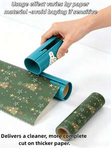 1pc Sliding Gift Wrapping Paper Cutter, Portable Wrap Roll Trimmer, Embedded Blade Paper Cutting Tool, Clean Straight Cut, Gift Wrap Slicer For Halloween, Christmas, Birthday, Holiday Party, Kraft Paper Craft Supplies - Cylindrical Paper Cutter - View 5