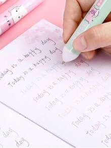 1PC Cute Cartoon 10-Color Ballpoint Pen,Lovely Rabbit Multi-Color Retractable Pen,High Aesthetic Handwriting & Graffiti Pen,Student School Stationery - Multicolor - View 7