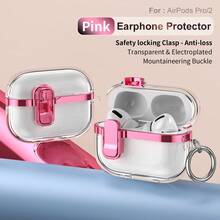 Military Industry Anti-Fall Minimalist Solid Color Electroplated Lock Clear Earphone Case Compatible With AirPods 4, Pro 2nd Gen, Pro 3rd Gen, 1/2, Anti-Drop, Various Colors For Men And Women - Multicolor - View 12