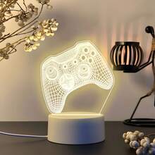 Game Controller Pattern Acrylic LED Night Light, USB Powered Warm Light Desktop Decor, Gaming Style Art Decoration, Cool Bedroom Dining Table Decor, Perfect Birthday Holiday Gift - Warm white light - View 7