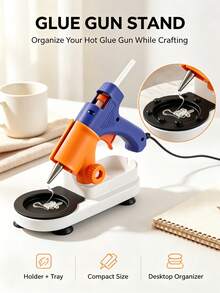 Adjustable Hot Glue Gun Stand, Multi-Angle Lock Base, Peelable Silicone Drip Tray & Hidden Storage Slot. Stable, Fits All Glue Guns. Desktop Organizer For DIY, Woodwork & Home Repair, Great Gift For Crafters. - White - View 1