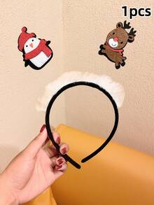 1件/2件/4件女孩聖誕春季卡通髮箍，毛絨邊緣雪人聖誕樹節日派對拍照道具髮飾 - 彩色 - 查看 8