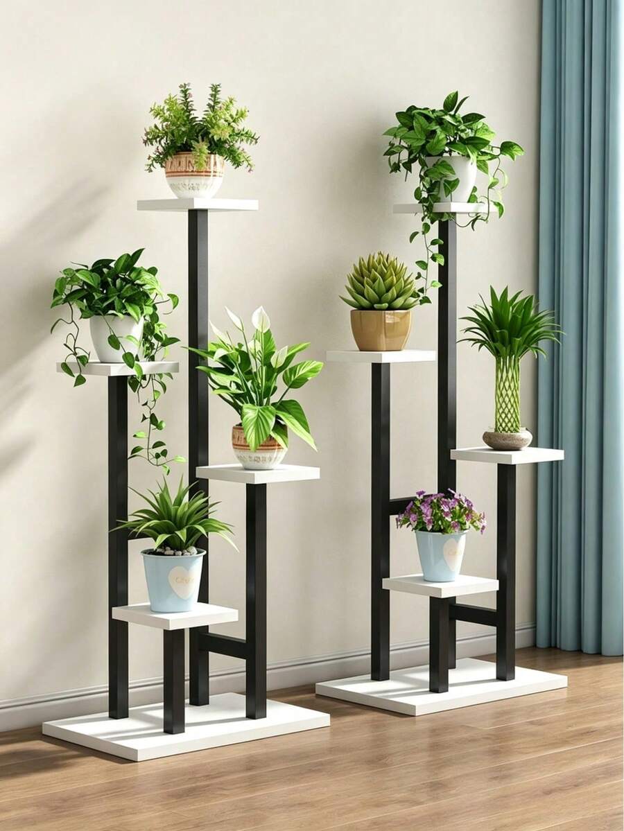 4-Tier Floor Standing Plant Stand, Multi-Layer Flower Pot Display Rack, Stable Structure, Space Saving, Simple Decorative Flower Rack, Suitable For Living Room, Balcony, Corridor And Indoor Green Plant Placement - A - View 1