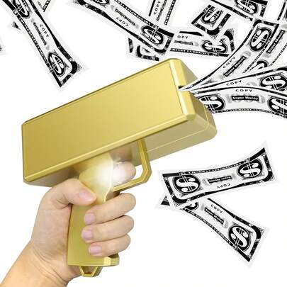Pistola de dinero de papel para jugar, pistola de dinero que hace llover, pistola de juguete, pistola de efectivo de mano, dispensador de billetes, pistola lanzadora de dinero (Este enlace es solo para 210 piezas de papel de utilería)