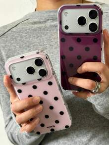 Minimalist Dopamine Color Blocked Polka Dot Suction Cup Phone Case Compatible With IPhone 17 Pro Max 17 Pro 16 14 13 15 Pro Max 14 15 16 Plus 14 15 13 16 17 Simple Candy Color Protective Back Cover - Purple - View 3