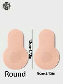 2/10/20/30/40/50/100pcs Large 8cm Disposable Self-Adhesive Breast Lift Tape, Invisible Seamless Breathable Thin Nipple Covers, Suitable For Summer - Khaki - View 10