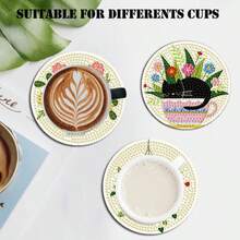 8件組聖誕5D DIY鑽石畫杯墊套組，全鑽水鑽藝術杯墊，防滑手工桌飾，聖誕手工禮物，適合成人與兒童 - B - 查看 5