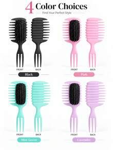 Multifunctional Curl Defining Brush With Wide Side Teeth And Sectioning Handle For Detangling And Smoothing Hair, Multiple Colors Available - Multicolor - View 3