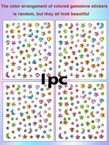 1/2/3/5pcs Colorful Star, Moon, Heart, Circle, Gem, Diamond Stickers - Random Color Combination, Suitable For Women's Makeup Face And Eye Decoration, Perfect For Music Festivals, Carnival Parties, Birthday Parties And Other DIY Occasions - Multicolor - View 11