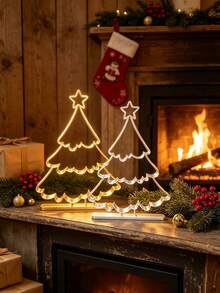Linear-Style Christmas Tree Tabletop Ornament. A Festive Piece Suitable For Display On Dining Tables, Cabinets, Or In The Living Room; Its Versatile, Neutral Style Complements A Wide Range Of Home Interiors. - A - View 4