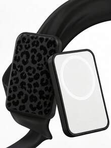 Diseño de Estampado de Leopardo Negro, Funda Protectora Magnética para Batería Externa de - Cubierta Protectora Suave de TPU Anti-Caídas, Compatible con MagSafe | Textura Mate y Diseño Cerrado (Batería No Incluida) - Negro con estampado de leopardo - Ver 6