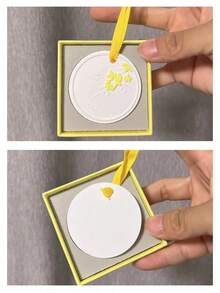 L'Occitane Round Plaster Aroma Diffuser Stone Embossed Floral Fragrance Pendant With Yellow Ribbon Hanging Car Wardrobe Home Scent Decor Gift For Women - Apricot - View 6