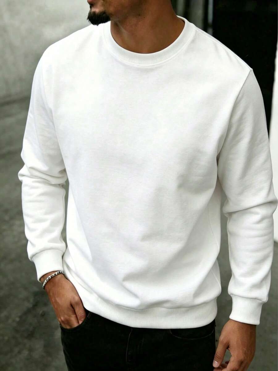 Men's Crew Neck Knight Graphic Casual Everyday Sweatshirt - White - View 1