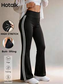 Hotalk Women's Casual Sports Yoga Flare Leggings, Outdoor Sports Long Pants - Black - View 1