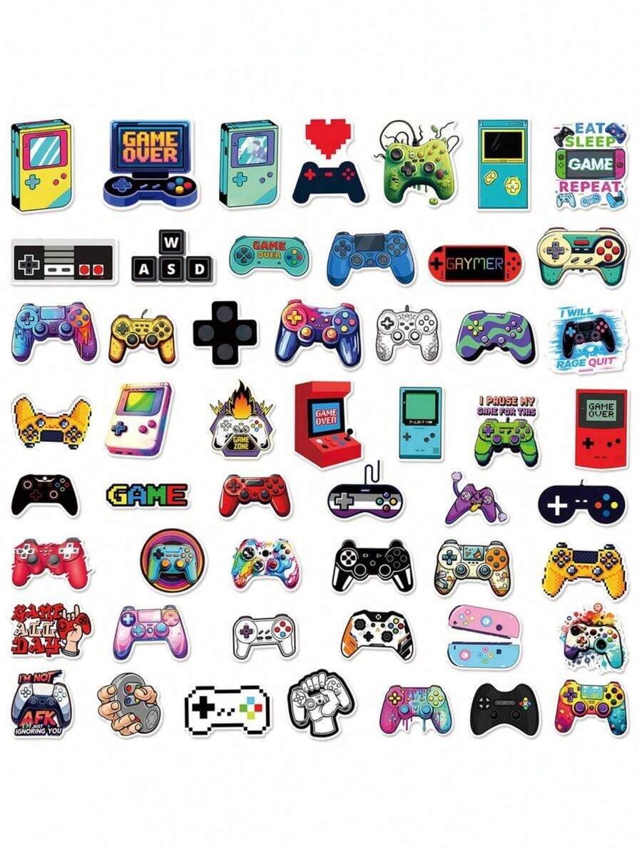 50 miếng nhãn dán vinyl tay cầm chơi game, decal chống nước chủ đề trò chơi điện tử cho laptop, bình nước, ván trượt, bộ nhãn dán graffiti cực ngầu cho fan game - Nhiều màu - Xem 1