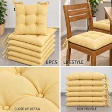 6 Pcs Comfortable Indoor & Outdoor Seat Pads For Kitchen, Dining, Garden, Balcony & Patio Chairs In Turkey - Yellow - View 4