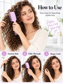 Multifunctional Curl Defining Brush With Wide Side Teeth And Sectioning Handle For Detangling And Smoothing Hair, Multiple Colors Available - Multicolor - View 4