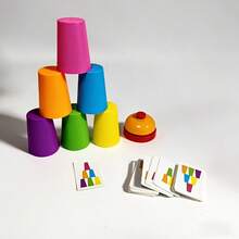 Memory Stacking Cups Game, Matching And Stacking Cups, Children's Matching And Stacking Toy, Competitive Stacking Toy, Fast Stacking Game Set With Bell And Pattern Cards, Educational Competitive Game, Christmas Gift, Christmas Decoration - Multicolor - View 10